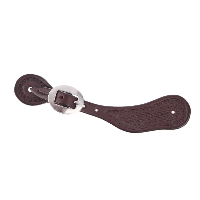 Ladies Dark Leather Basket Stamp Spur Straps