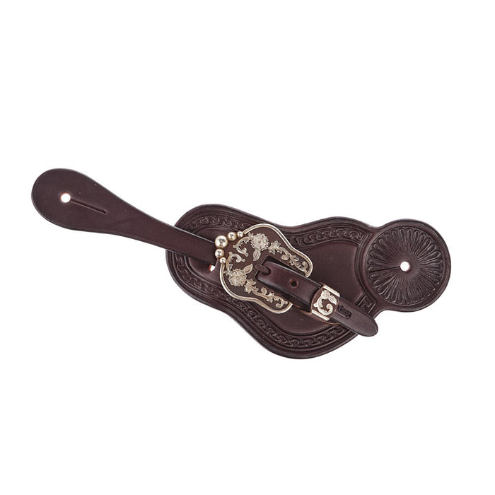 Men's Dark Leather Spur Straps with B122 Buckle