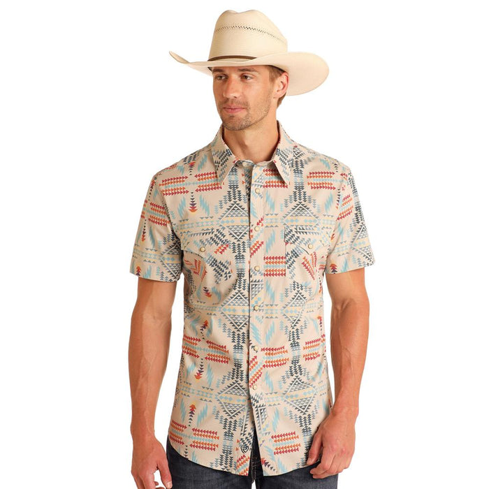 Mens Natural Aztec Print Shirt