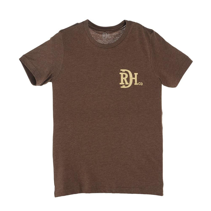 Mens Brown Tooled Leather Short Sleeve Tee