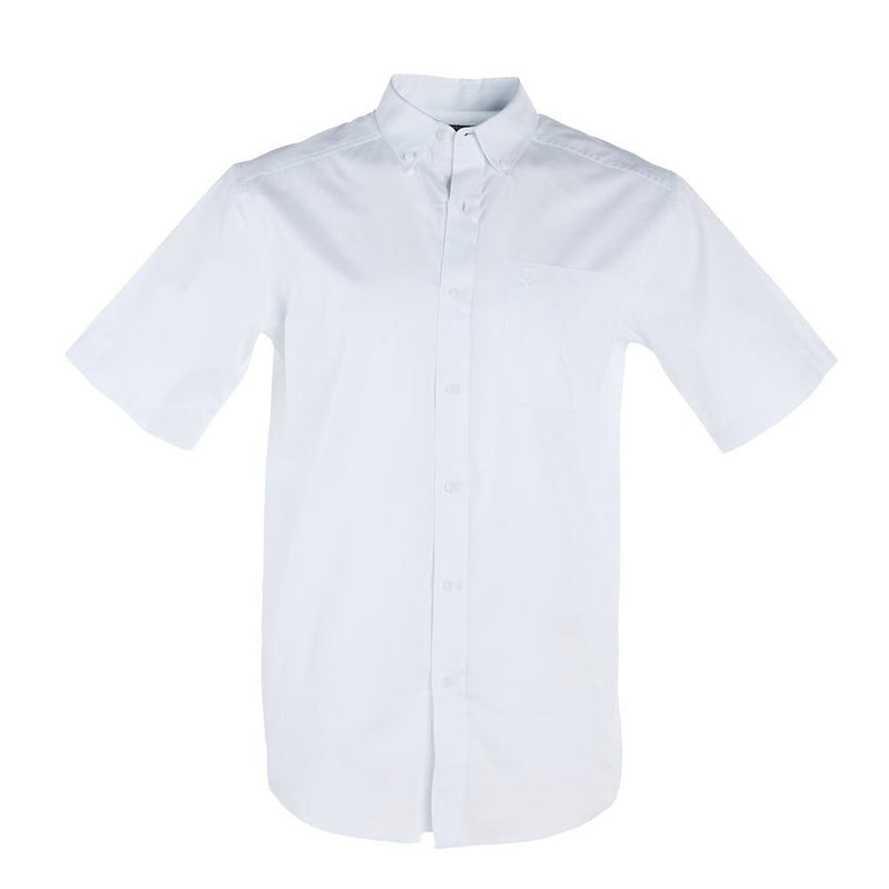 Men's White Solid Twill Short Sleeve Shirt