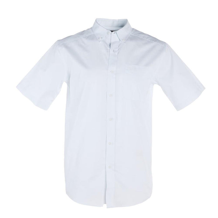 Men's White Solid Twill Short Sleeve Shirt