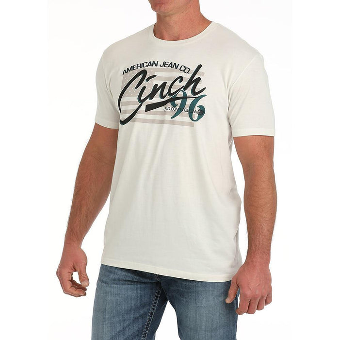 Mens American Jean Cream Short Sleeve T-Shirt