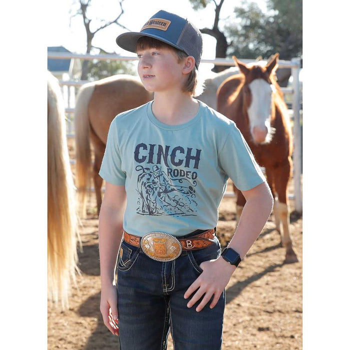 Boys Green Rodeo Graphic Short Sleeve T-Shirt