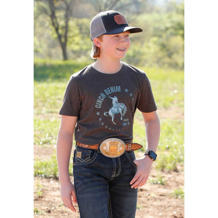 Boys Charcoal Graphic Logo Short Sleeve T-Shirt