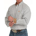 Mens White Plaid Classic Fit Long Sleeve Button Down Shirt