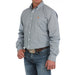 Mens White/Blue Plaid Classic Fit Long Sleeve Button Down Shirt