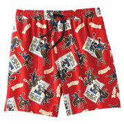 Mens Red Rodeo Swim Trunks
