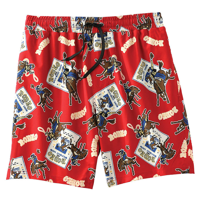 Mens Red Rodeo Swim Trunks