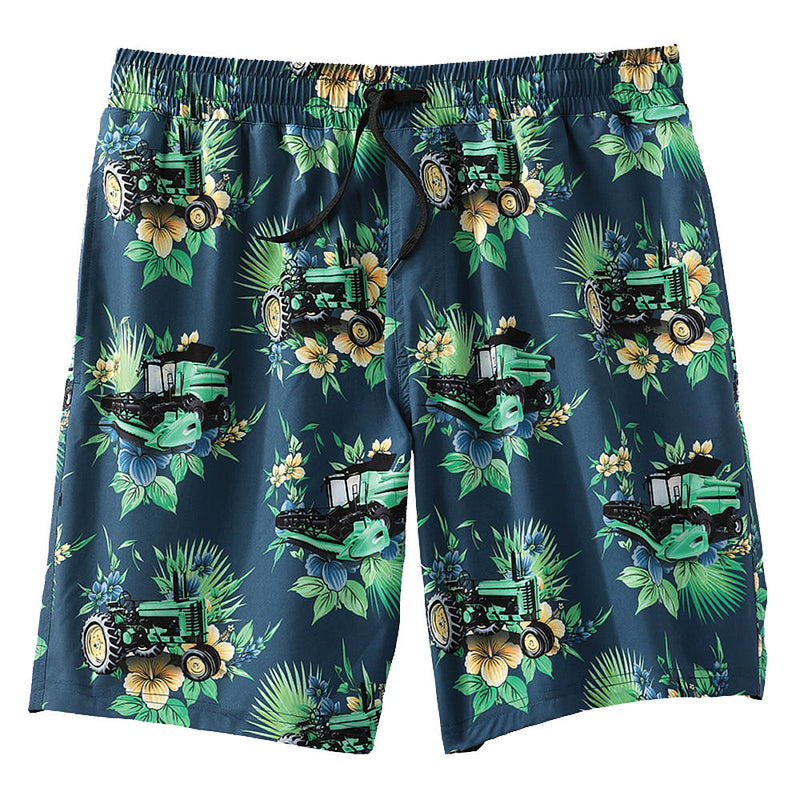 Mens Teal Tractor Swim Trunks
