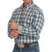Mens Blue Plaid Classic Fit Long Sleeve Button Down Shirt
