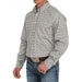 Men's White Print Long Sleeve Button Down Shirt