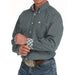 Men's Blue Print Long Sleeve Button Down Shirt