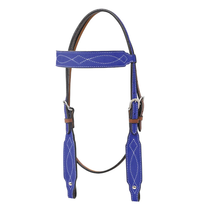 Marfa Lights Suede Royal Blue Browband Headstall