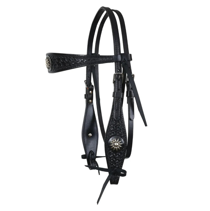 Dark Rider Shaped Spider Browband Headstall