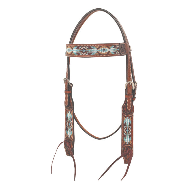 Buckskin Beaded Browband Headstall