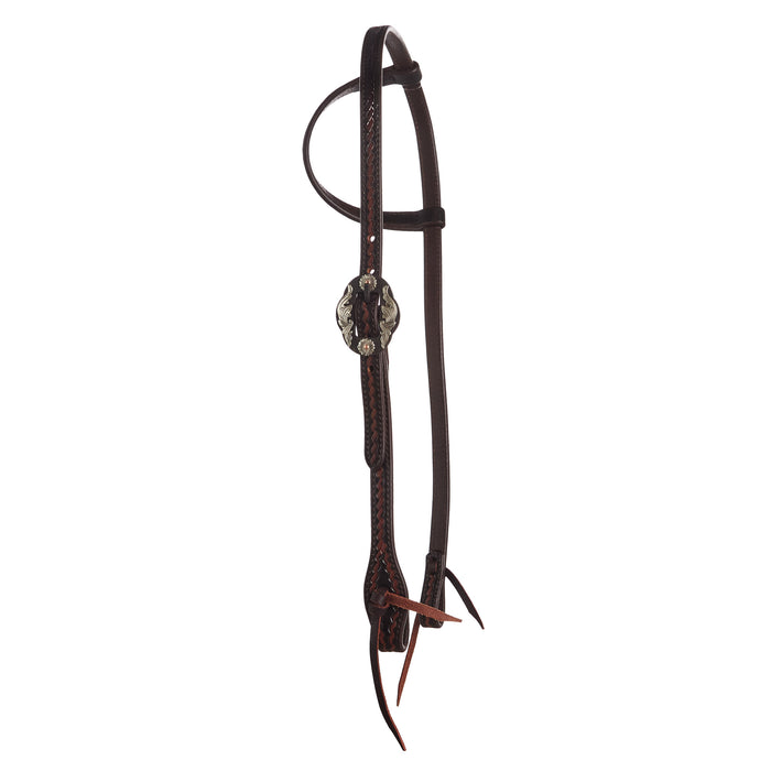 Heavy Oiled Rope Tooling Double Flower Buckle Single Ear Headstall
