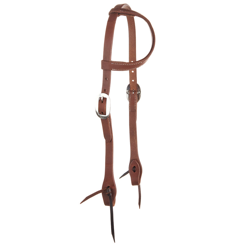 Heavy Oiled 3/4 Harness Leather Double Buckle Single Ear Headstall