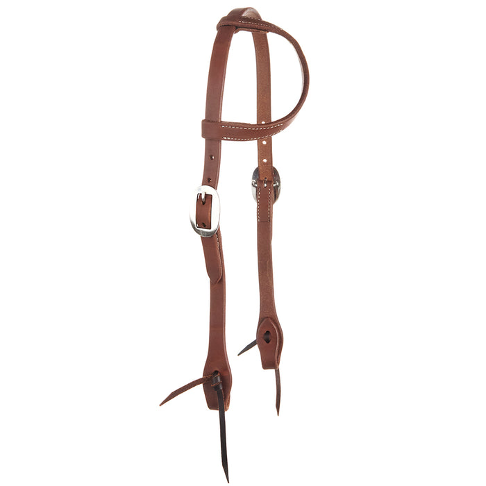 Heavy Oiled 3/4 Harness Leather Double Buckle Single Ear Headstall