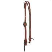 Heavy Oil Harness Leather Oval Silver Bar Buckle Slit Ear Headstall
