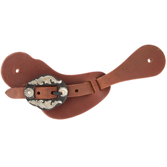 Ladies Youth Heavy Oiled Cowboy Spur Straps with Double Flower Buckles