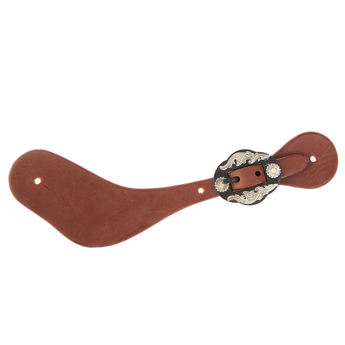 Mens Oiled Dove Wing Spur Straps with Double Flower Buckles