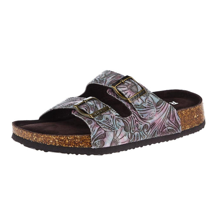 Women`s Delilah Floral Embossed Two Strap Sandal