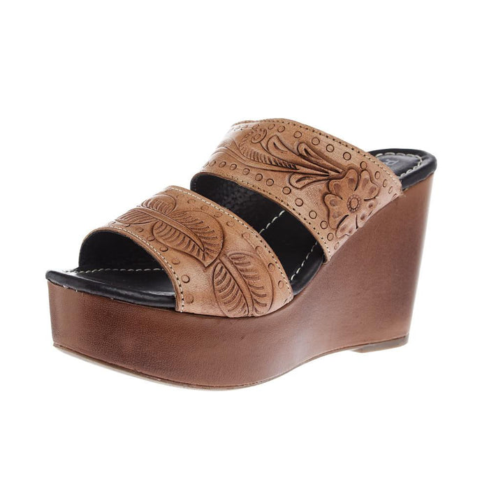 Women`s Diva II Tan Tooled Wedge