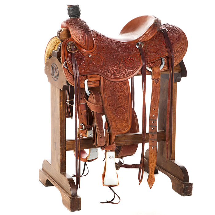 Used 14in 3/4 Breed Floral Cowhorse Saddle