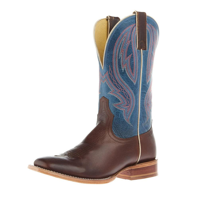 Womens Brown Cowhide 11In Blue Cowhide Top Boot