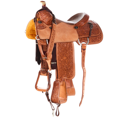 Tomahawk 7/8 Breed Floral with Smooth Seat Natural MTM Team Roper