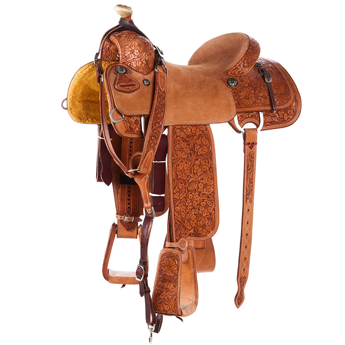 7/8 Breed Floral Hard Seat Natural MTM Team Roper