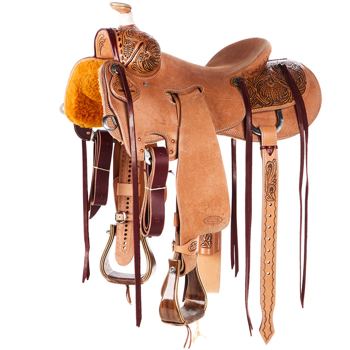 1/2 Breed Antique Poinsettia Seat Rig Tucson Ranch Roper