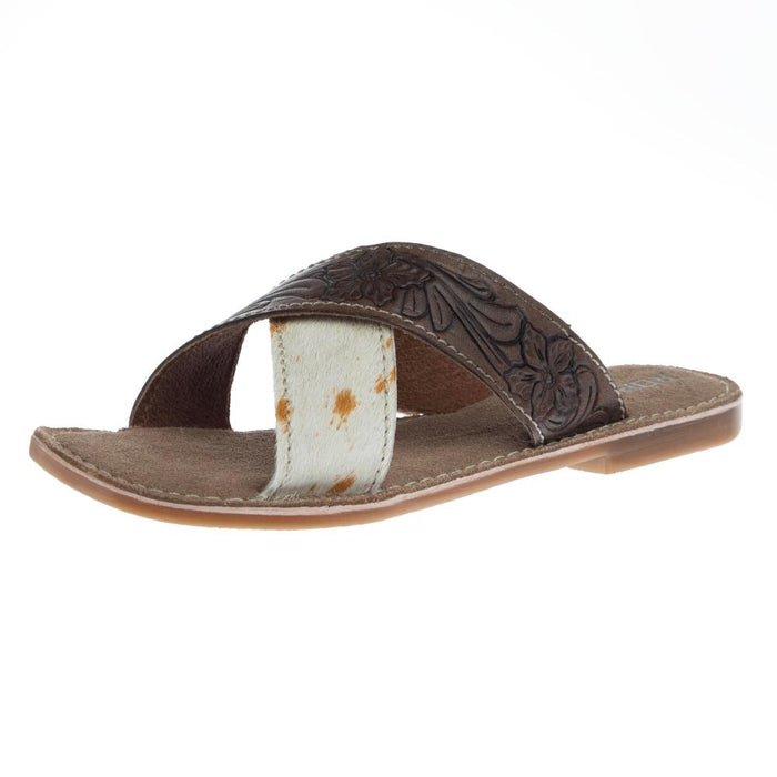 Women`s Delaney Brown Tooled Hair On Sandal