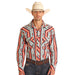 Mens Red Aztec Serape Stripe Long Sleeve Shirt