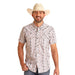 Mens Natrual Stripe Aztec Print TEK Short Sleeve Snap Shirt