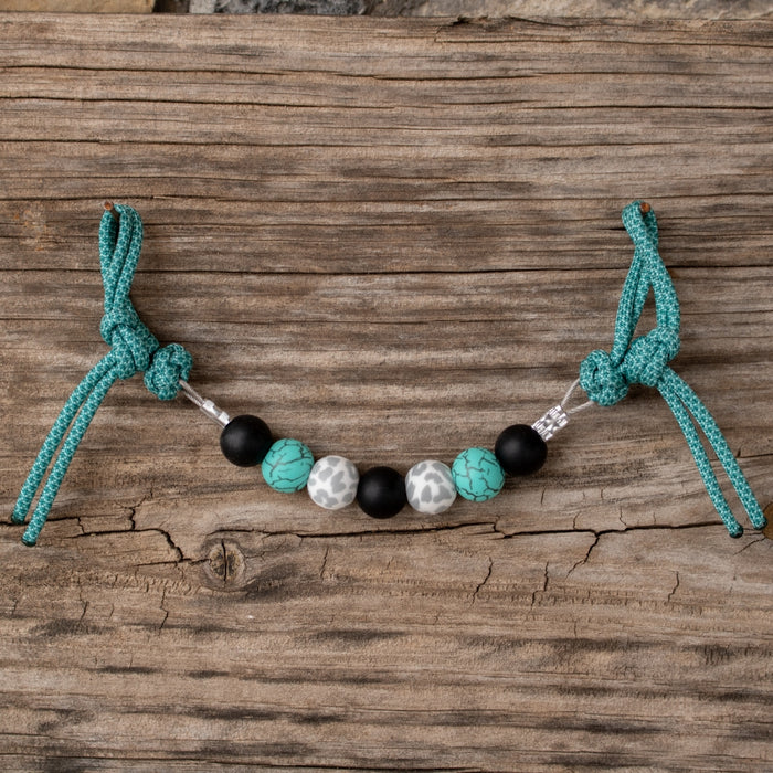 Turquoise Snow Leopard Silicone Beaded Curb Strap