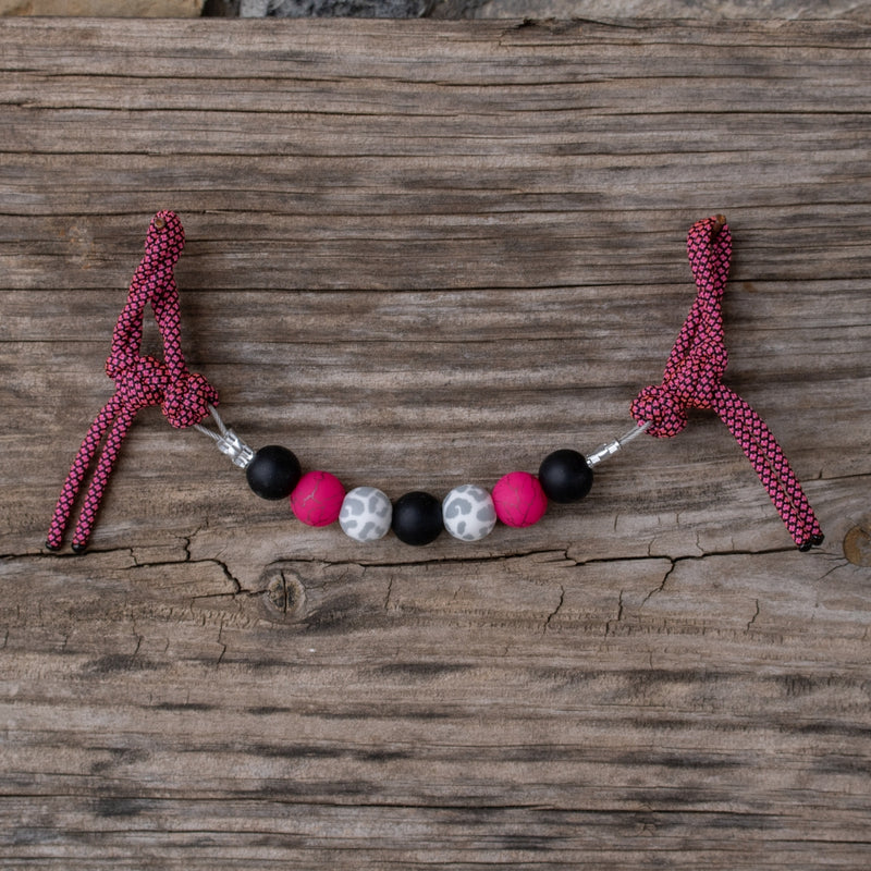 Pink Snow Leopard Silicone Beaded Curb Strap