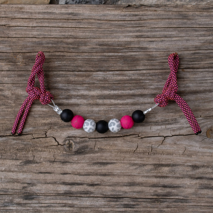 Pink Snow Leopard Silicone Beaded Curb Strap
