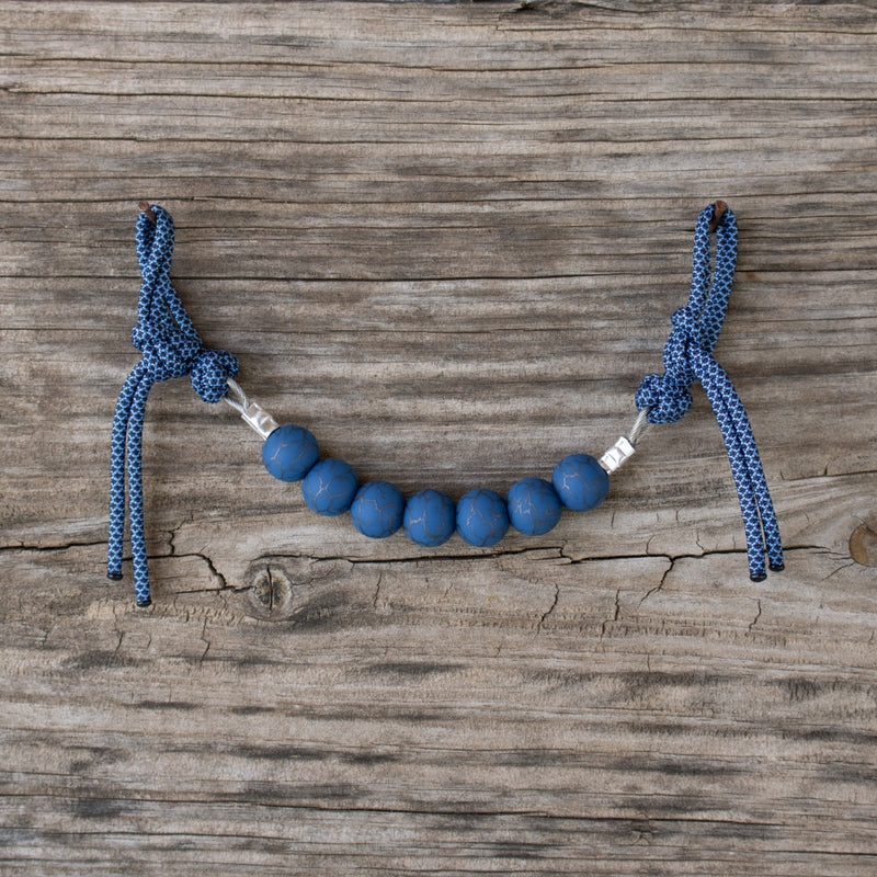 Blue Crackle Silicone Beaded Curb Strap