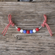 4th of July Red Silicone Beaded Curb Strap