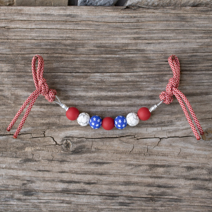 4th of July Red Silicone Beaded Curb Strap