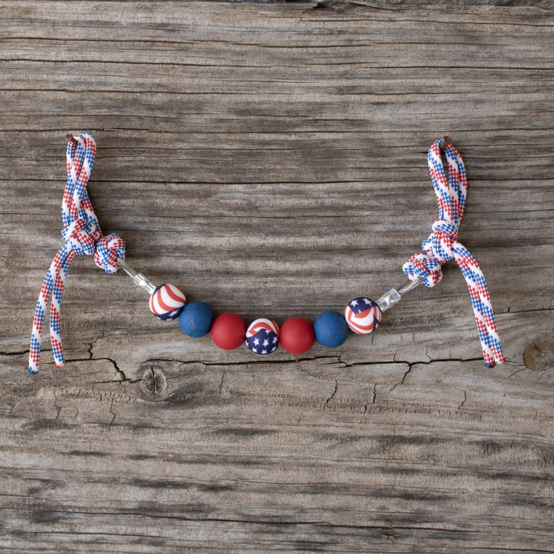 4th of July Red Blue Silicone Beaded Curb Strap