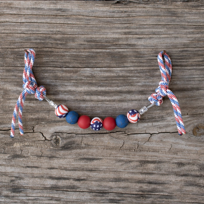 4th of July Red Blue Silicone Beaded Curb Strap