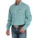 Mens Turquoise Print Long Sleeve Button Down Shirt