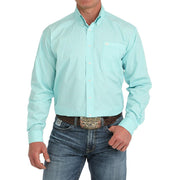 Men's Turquoise Print Long Sleeve Button Down Shirt