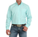 Men's Turquoise Print Long Sleeve Button Down Shirt