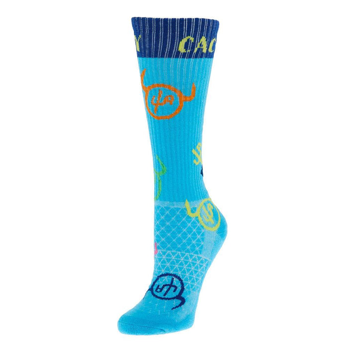 Cactus Alley-Moo Blue Performance Crew Socks