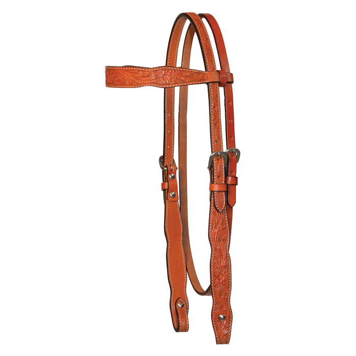 Scalloped Classic Natural Floral Browband Headstall