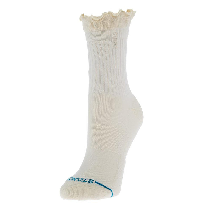 Ladies Ruffle White ButterBlend Quarter Sock